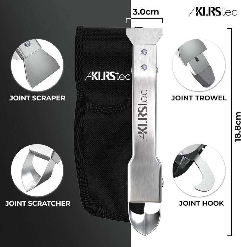 KLRS أداة كاوليك المهنية KLRStec [100% فولاذ مقاوم للصدأ] مجموعة أدوات إزالة الكاوتشوك 4 في 1 - أداة إزالة الجص وأداة إنهاء - أداة متعددة الاستخدامات للمفاصل السيليكون المثالية، مانع تسرب وكاشط - Image 3
